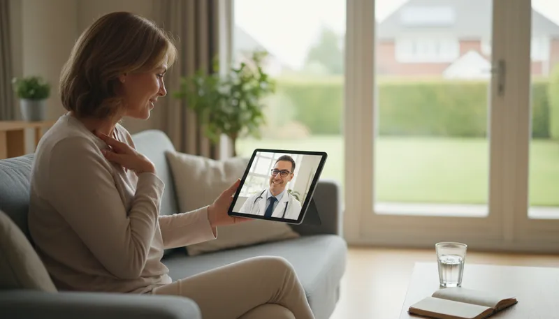 Illustration of telemedicine: Remote medical care using technology.