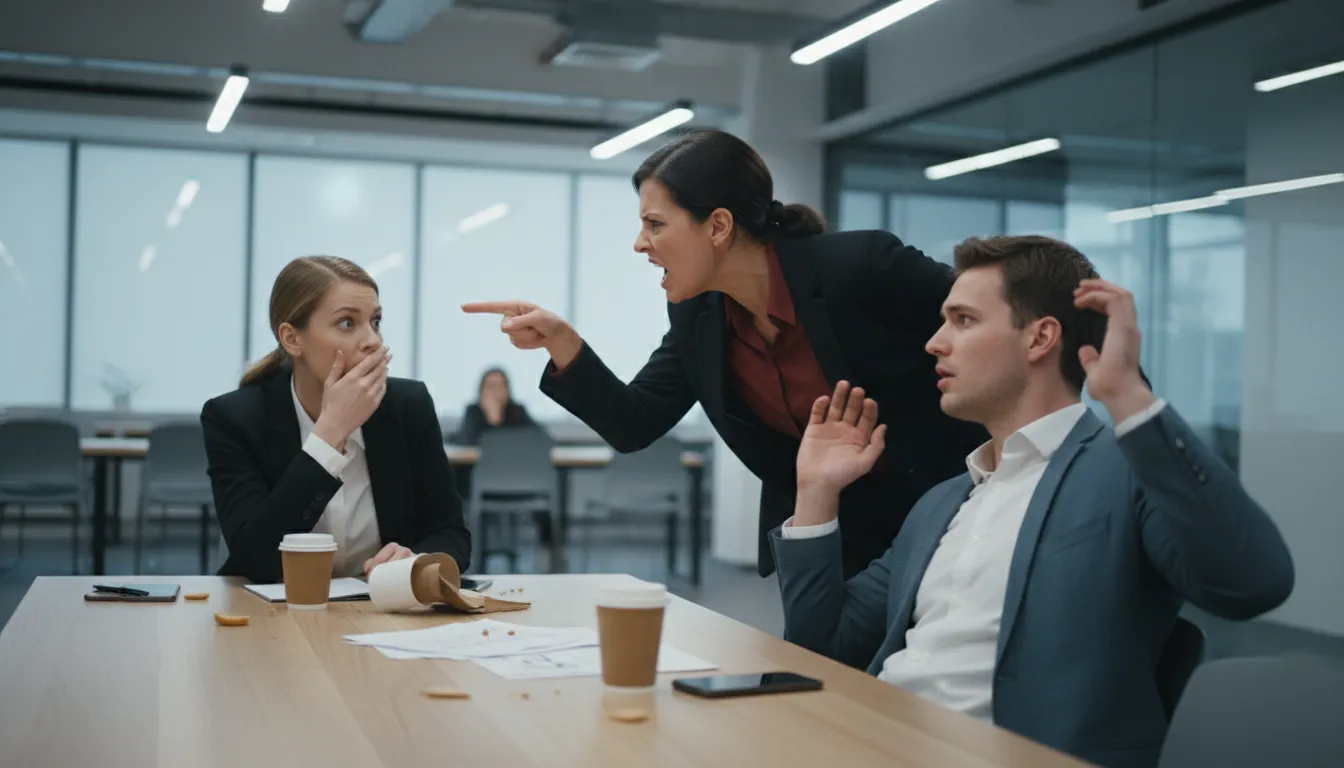 jump down someone's throat 일러스트: React angrily or harshly to someone.