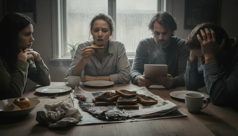 Illustration of shit on toast: something very unpleasant or bad