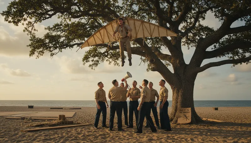 Illustration of tell it to the marines: not believe something easily.