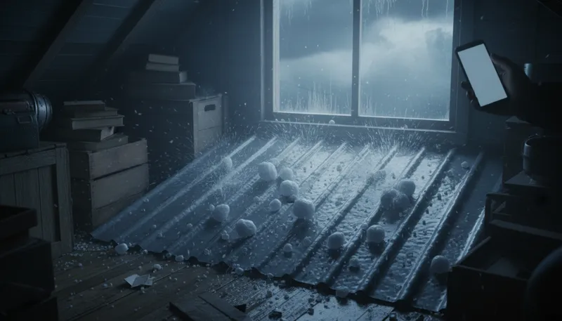 Illustration of hail: Frozen rain that falls from the sky.