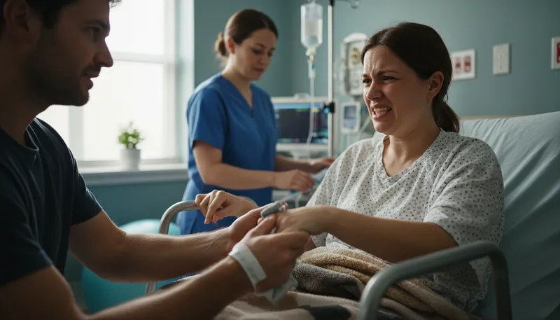 Illustration of childbirth: The process of giving birth to a baby.