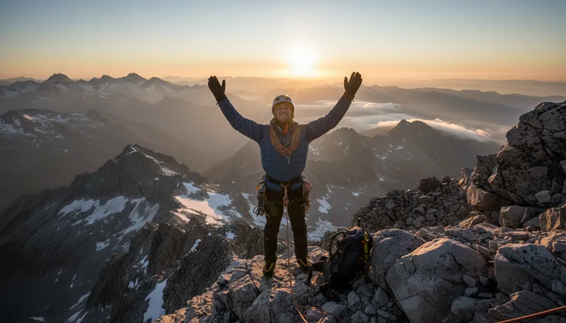 Illustration of climber: A person who ascends mountains or steep surfaces.