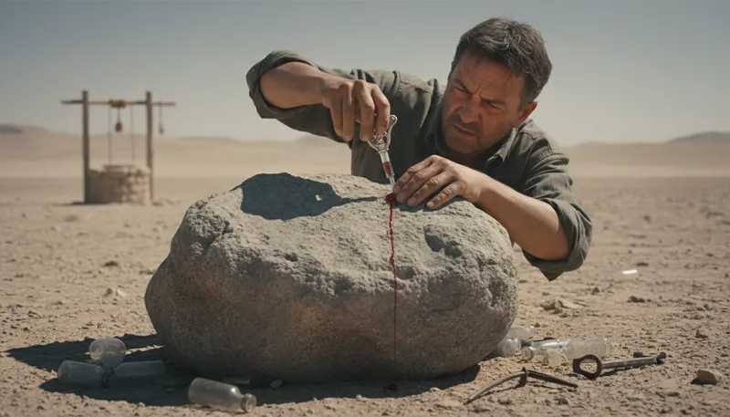 Illustration of get blood out of a stone: to extract something difficult or impossible