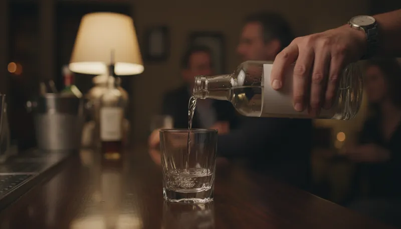 Illustration of vodka: a clear alcoholic drink made from fermented grains