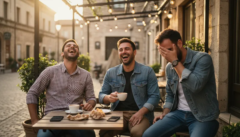 Illustration of amigos: Friends, often used in Spanish-speaking contexts.