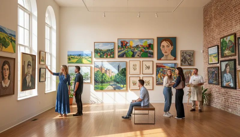 Illustration of gallery: collection of works of art
