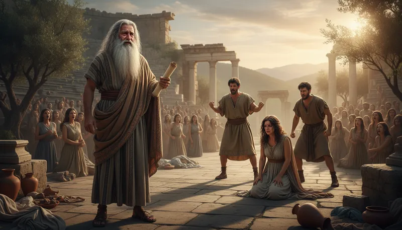 Illustration of euripides: An ancient Greek playwright known for tragedies.