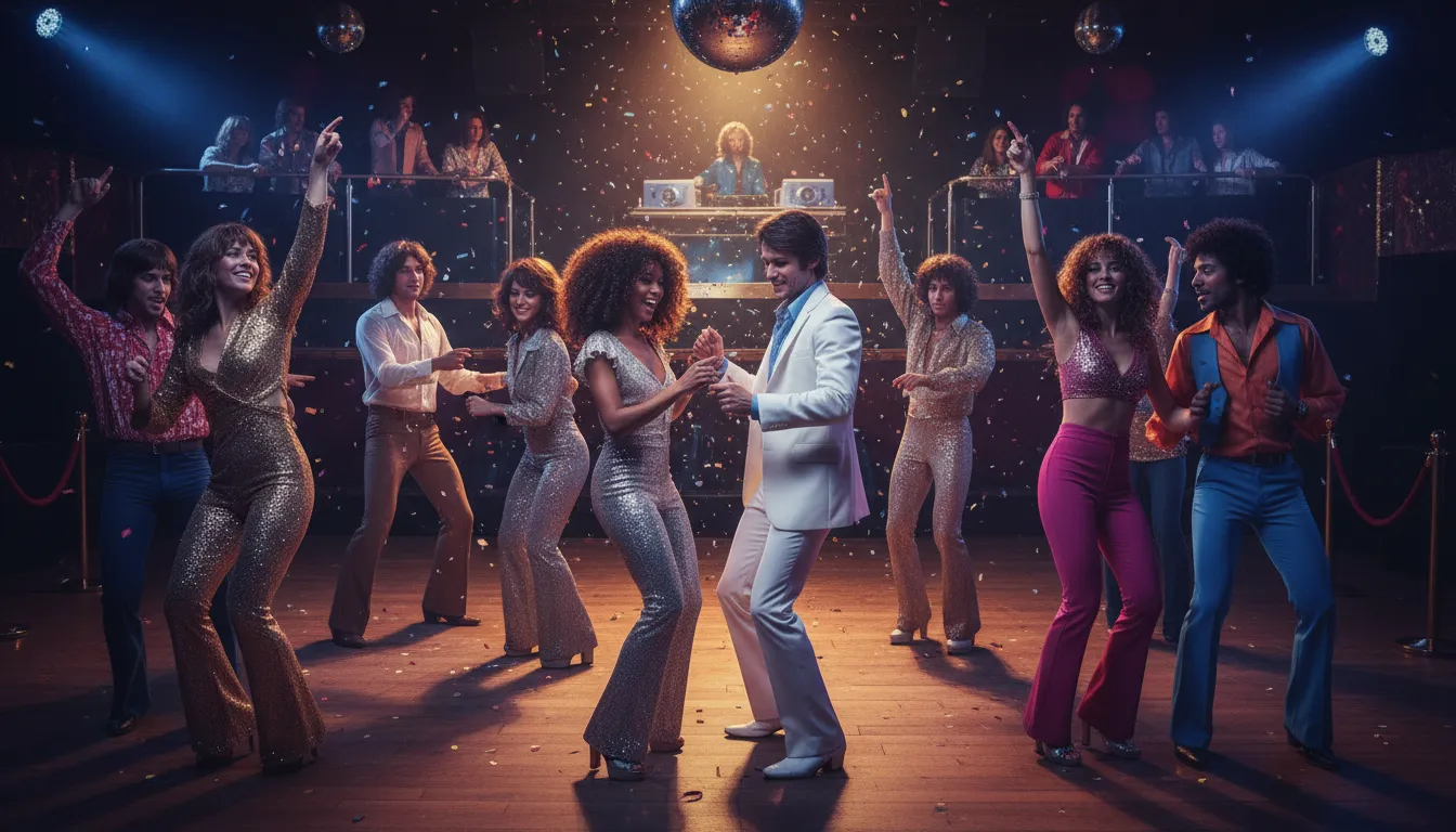 disco 的插图：A style of dance music popular in the 1970s.