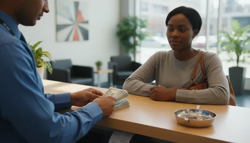 Illustration of teller: a person who gives out money at a bank