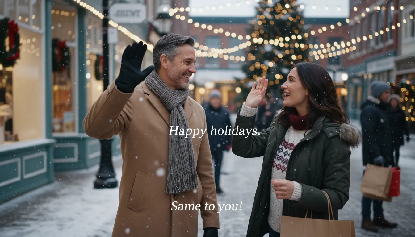 Illustration de same to you : A response returning a good wish to another person.