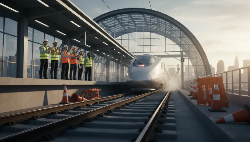 Illustration of on the rails: operating or functioning as planned