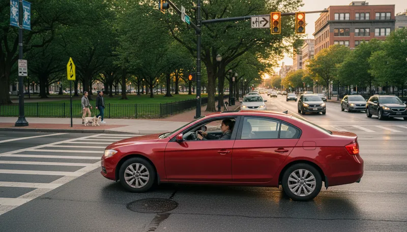 Illustration of hang a uey: to make a U-turn in driving.