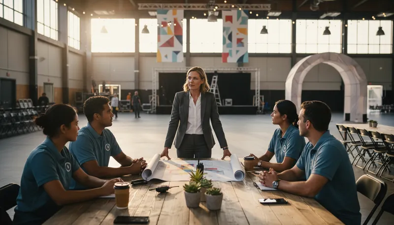 Illustration of set up one's staff: Organize a team for a task.