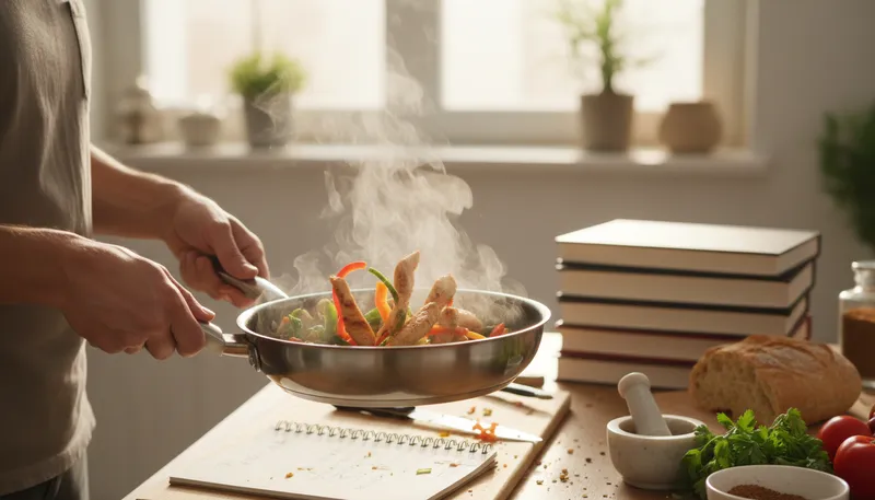 Illustration of now you're cooking: You're on the right track; making progress.