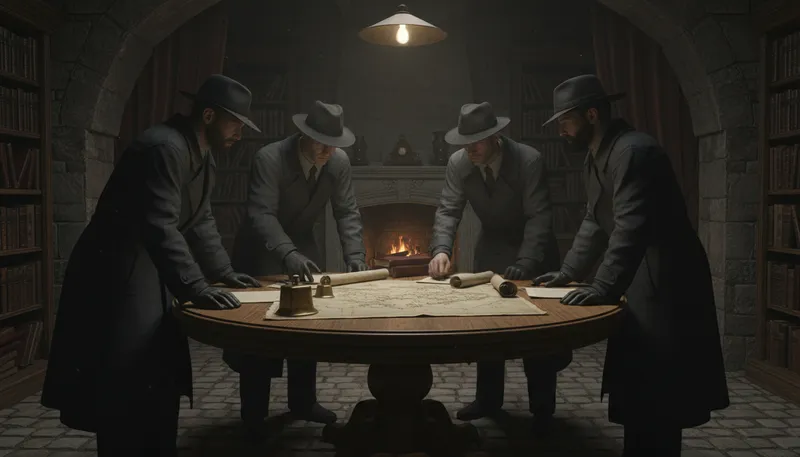 Illustration of cabal: A secret group working for a shared goal.