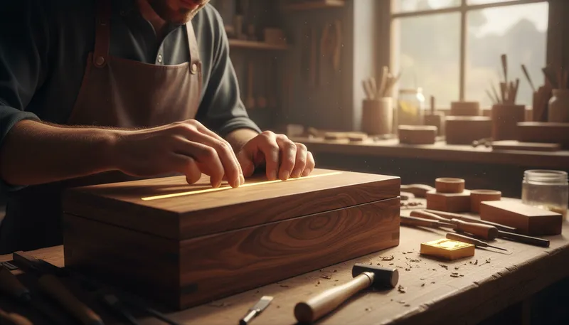 Illustration of inlay: To set a material into a surface for decoration.
