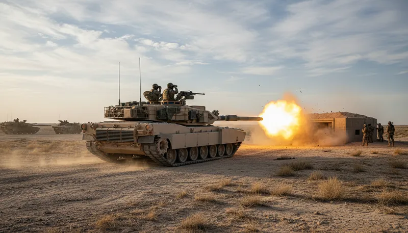 Illustration of firepower: The strength of military weapons.