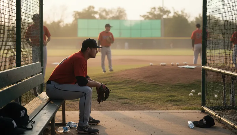 Illustration of bullpen: Area where relief pitchers warm up.