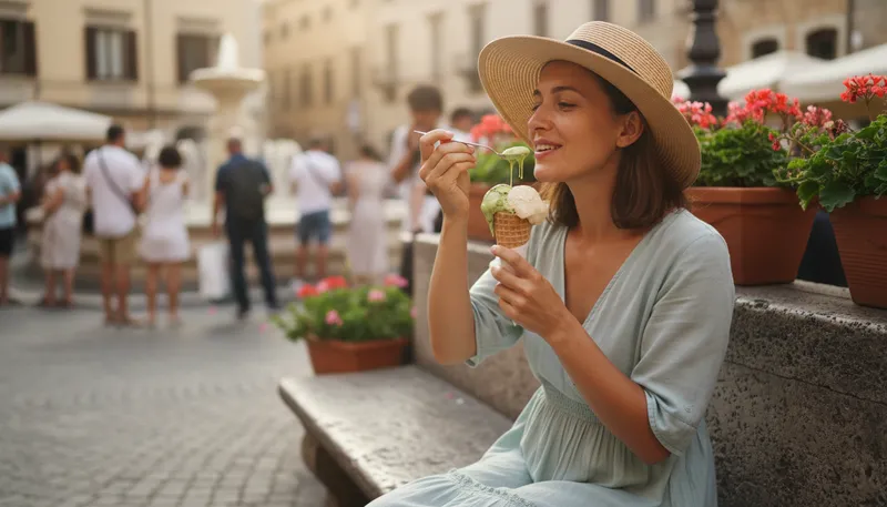 Illustration of gelato: A smooth, creamy Italian ice cream dessert.