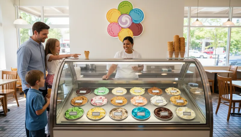 Illustration of baskin: A popular ice cream and frozen yogurt chain.