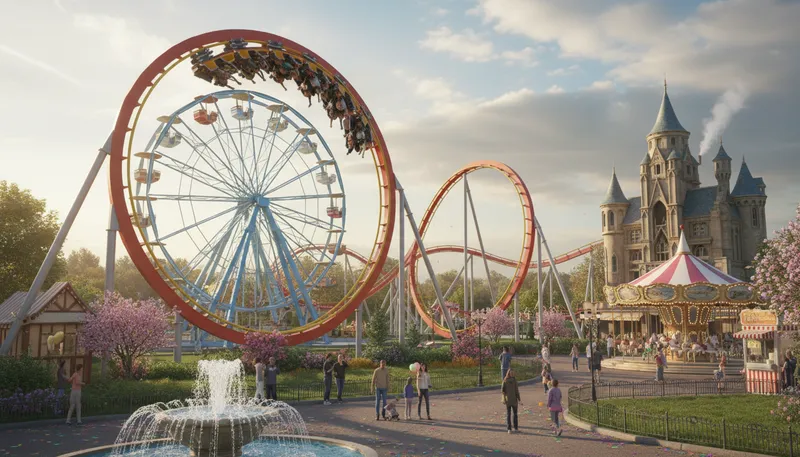Illustration of rollercoaster: A thrilling amusement park ride with steep drops.