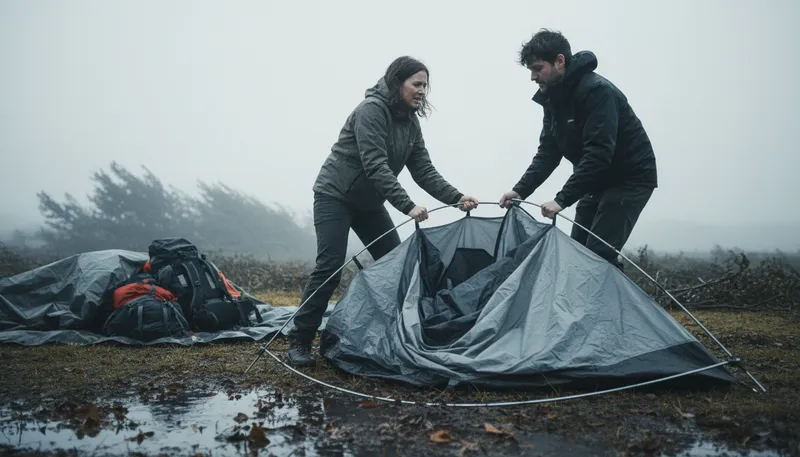 Illustration of strike the tent: to take down a tent