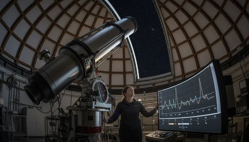 Illustration of spectroscopy: Study of light and its interaction with matter.