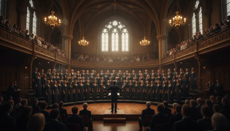 Illustration of choral: Related to a group singing together.