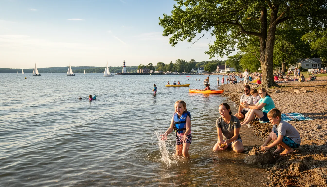 Oswego 的插图：a city in New York known for its lake