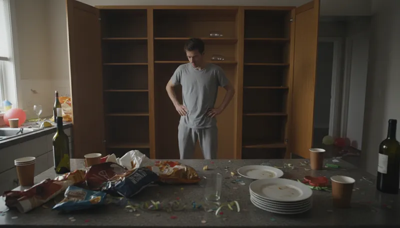 Illustration of the cupboard is bare: no resources or supplies are left.