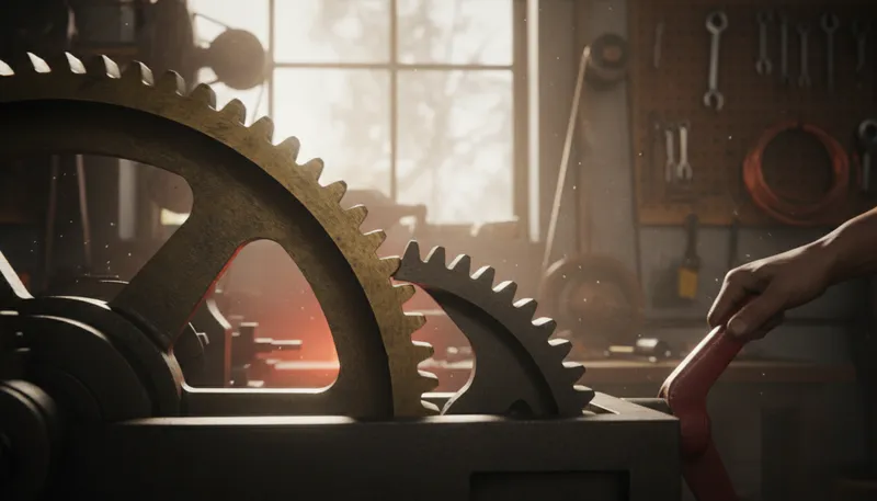 Illustration of cog: A wheel with teeth that connects gears.