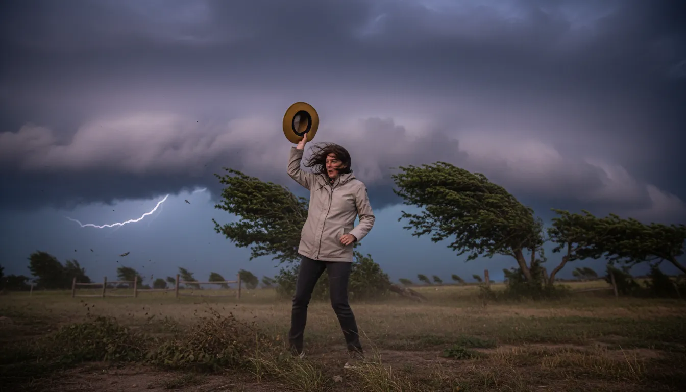 Ilustrasi hang on to your hat: brace yourself for unexpected change