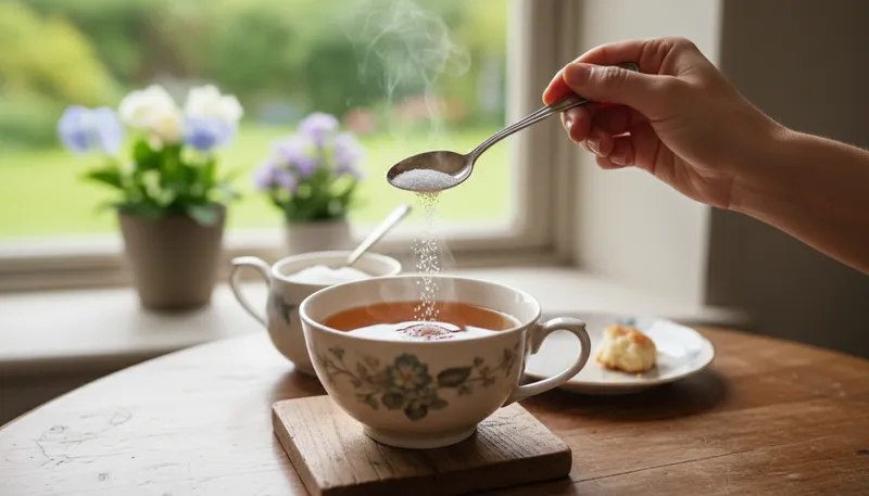 Illustration of teaspoon: A small spoon used for stirring or measuring.