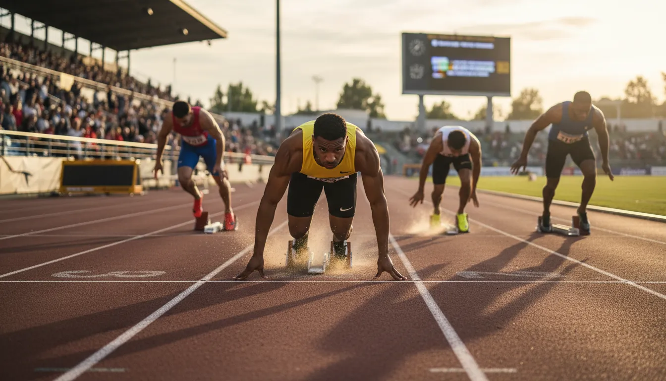 fly out of the blocks का चित्र: start quickly or energetically
