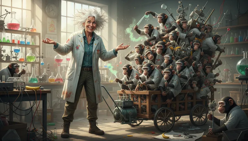 Illustration of as clever as a cartload of monkeys: Extremely clever or smart.