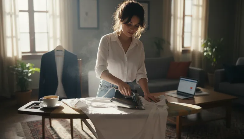Illustration of iron: to press clothes with a heated tool