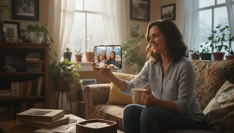 Illustration of in touch: Communicating or connected with someone.