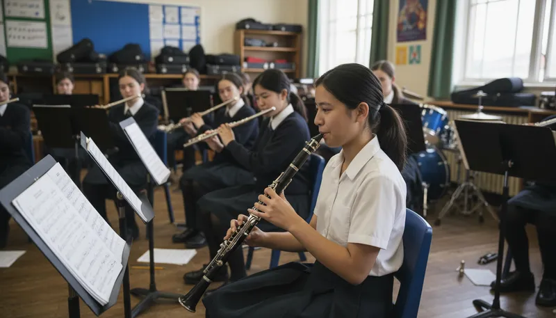 Illustration of clarinet: A woodwind instrument with a single-reed mouthpiece.