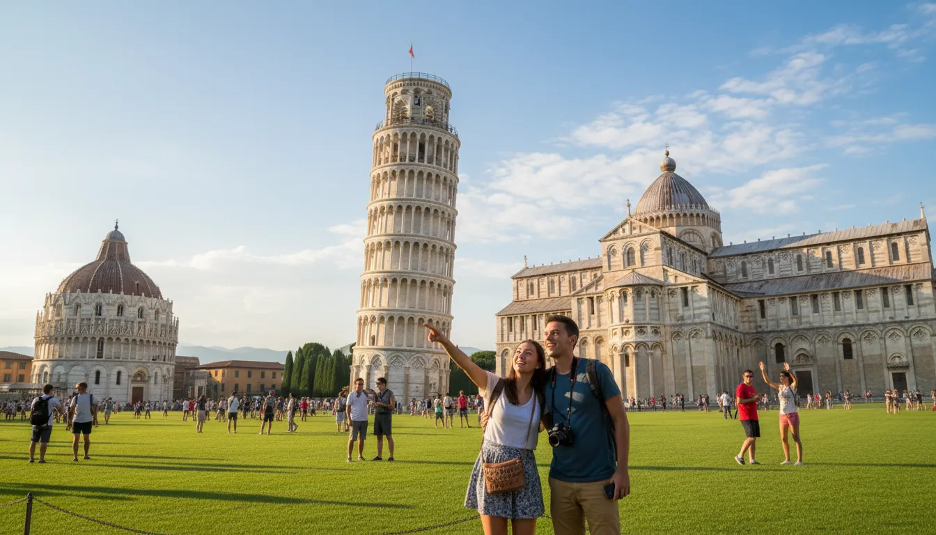 Иллюстрация Pisa: A city in Italy known for its leaning tower.