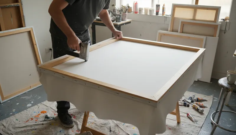 Illustration of canvas: A strong fabric used for painting or tents.