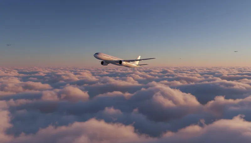 Illustration of airliner: A large aircraft for transporting passengers.