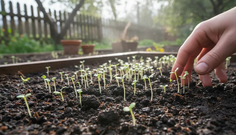 Illustration of germinate: To begin to grow from a seed.