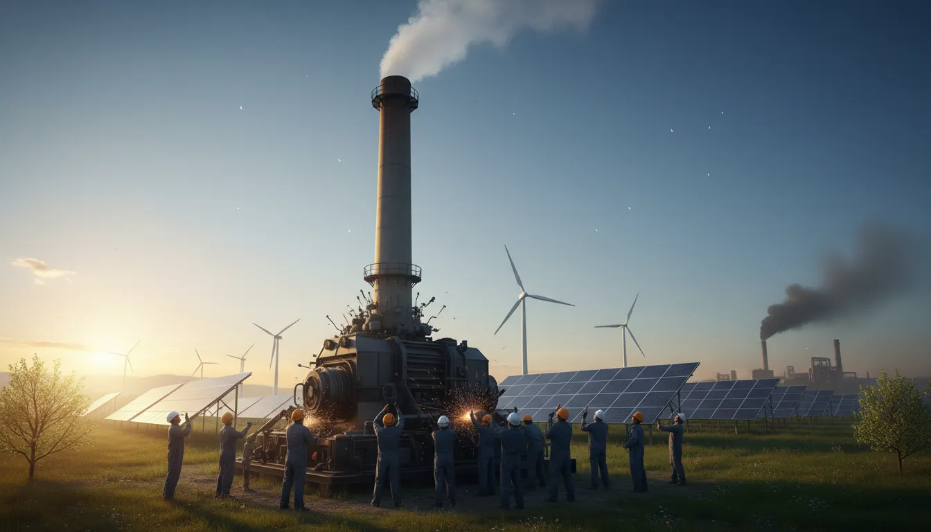 Illustration de carbon burning : process of creating energy from coal and oil