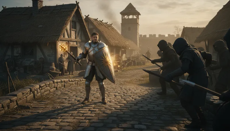 Illustration of paladin: A heroic champion or knight.