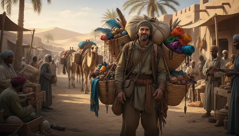 Illustration of chapman: A traveling trader or merchant.