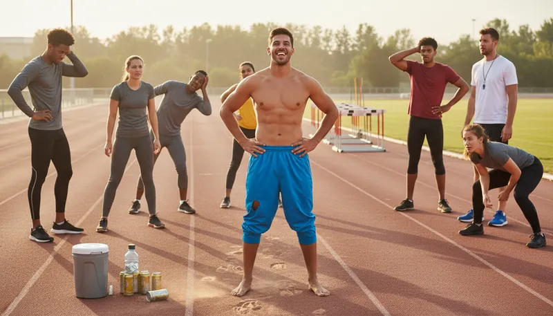 Illustration of all mouth and no trousers: boasts without any real ability