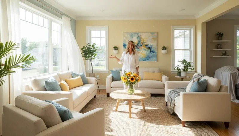 Illustration of decorator: A person who designs and arranges interiors.