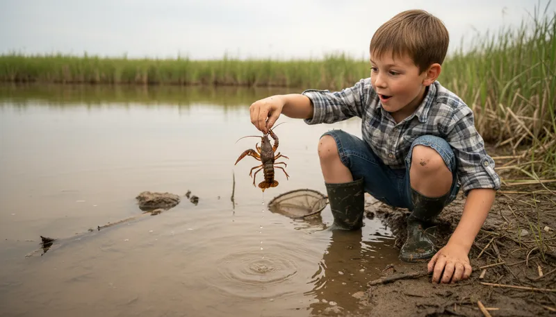 Illustration of crawfish: Small freshwater crustacean similar to lobster.