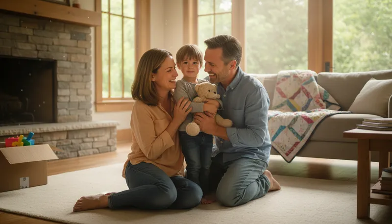 Illustration of adoptive: Relating to an adoptive family or child.